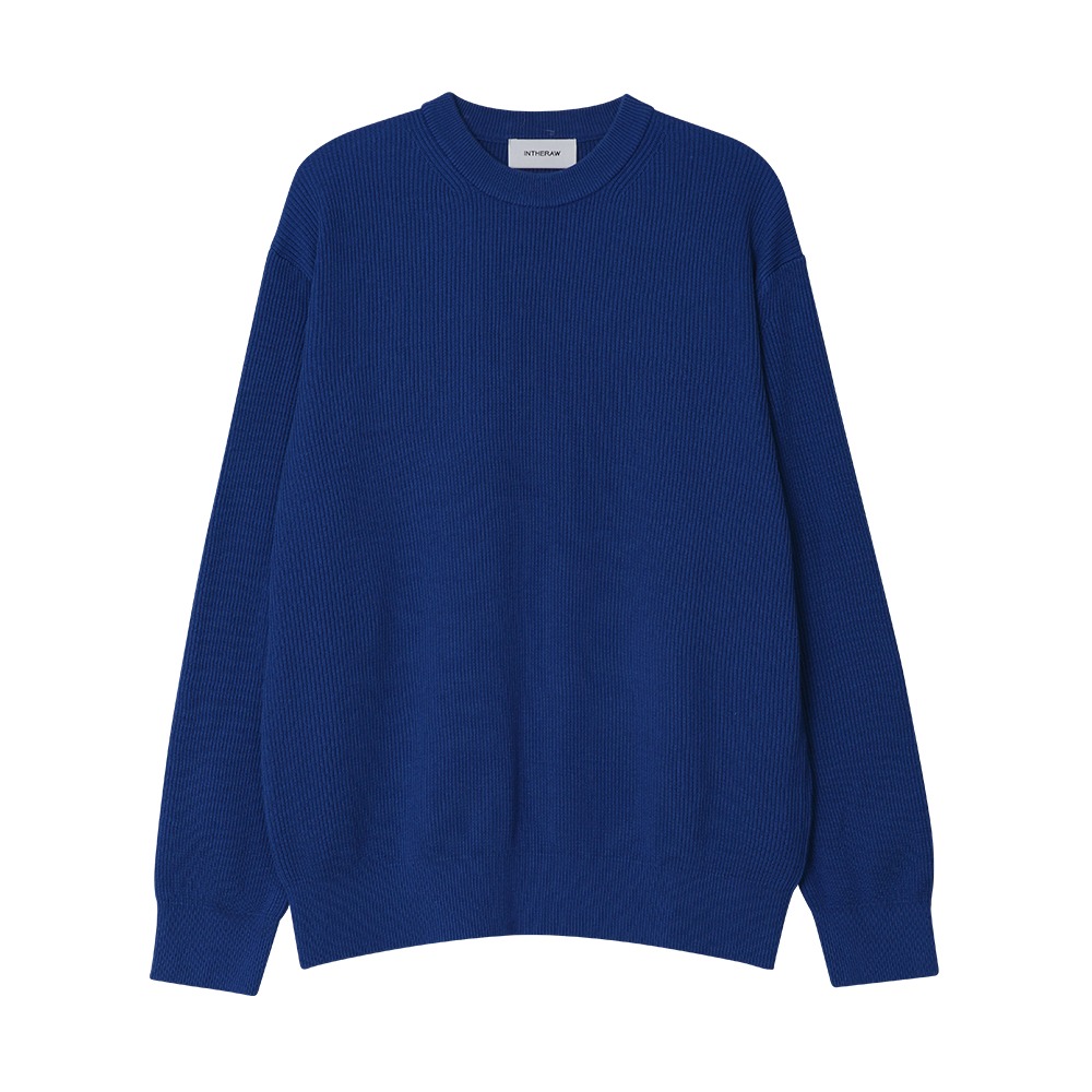 [INTHERAW]  Cotton Silk Knit Crewneck Blue