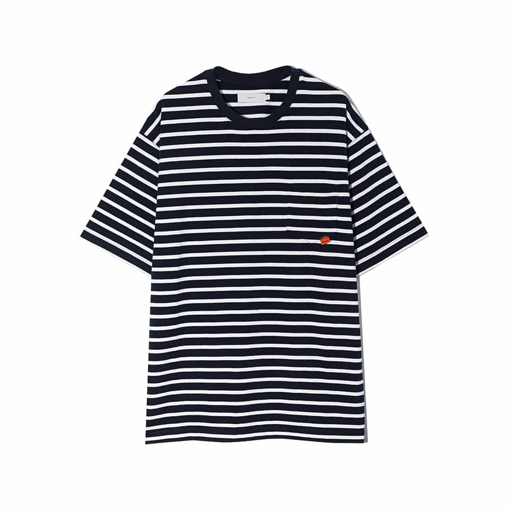 [Ourselves]  Organic Cotton Stripe T-shirts Navy White