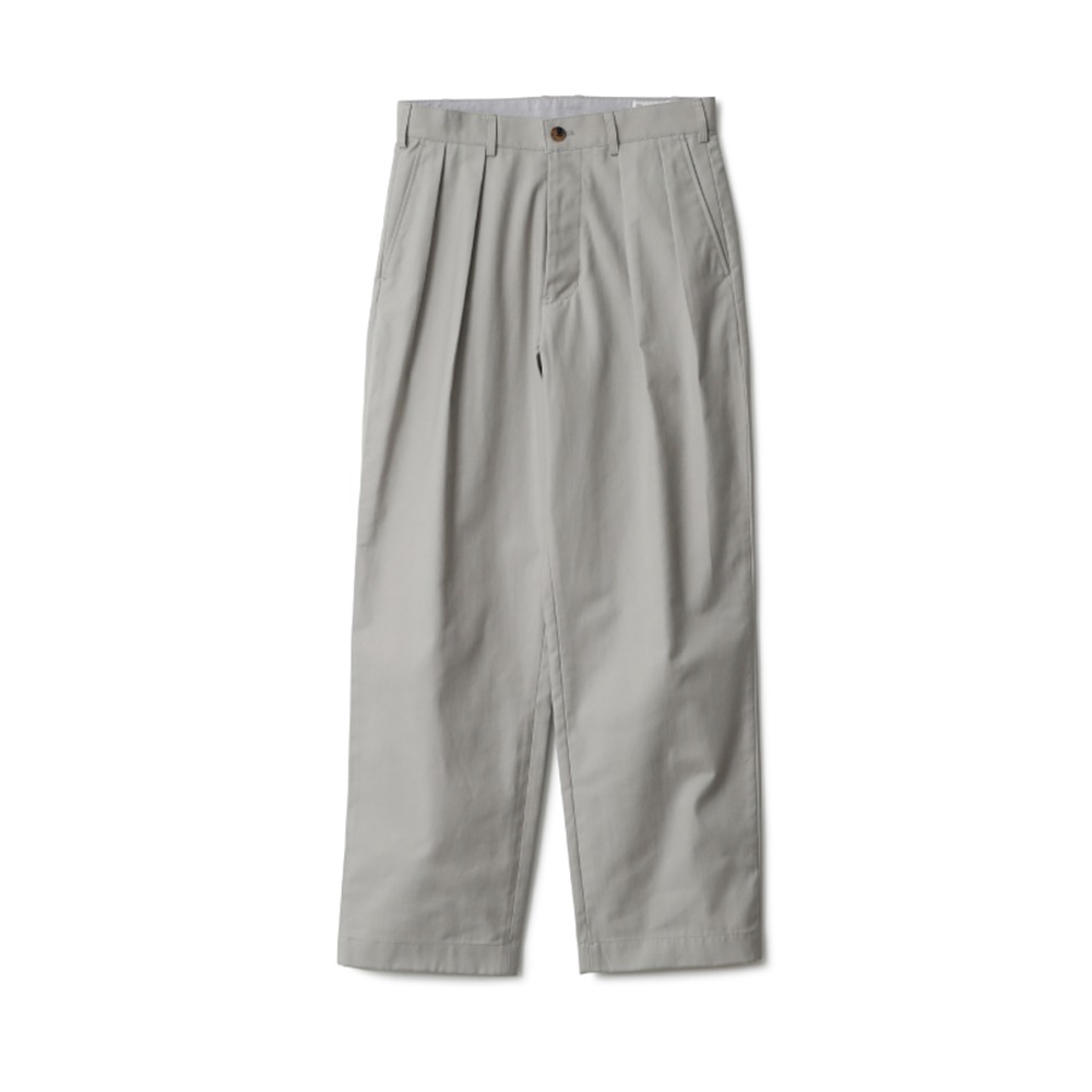 [Horlisun]  22FW Corinth Twill Wide Loose Pants Grey Beige  