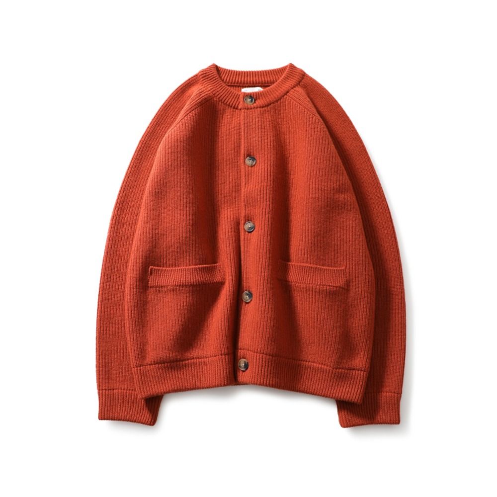[Horlisun]  22FW Annette Superfine Wool Heavy Knit Cardigan Rust Orange  