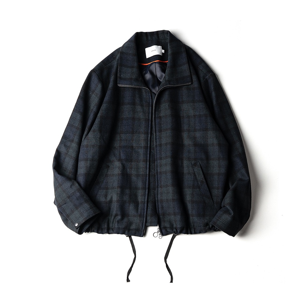 [Ourselves]  Fine Wool Relaxed Zip-Up Blouson Tartan Check