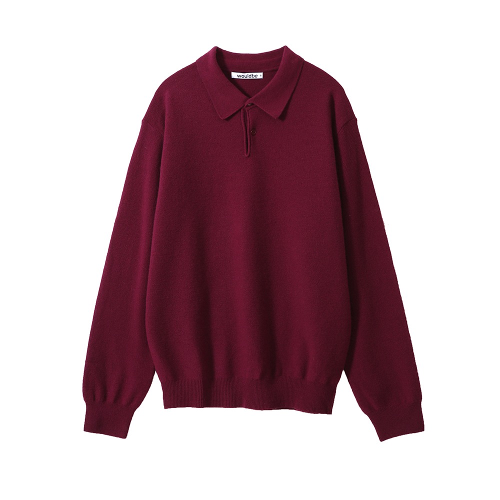 [Would Be]  Wool Cashmere Polo Knit Burgundy
