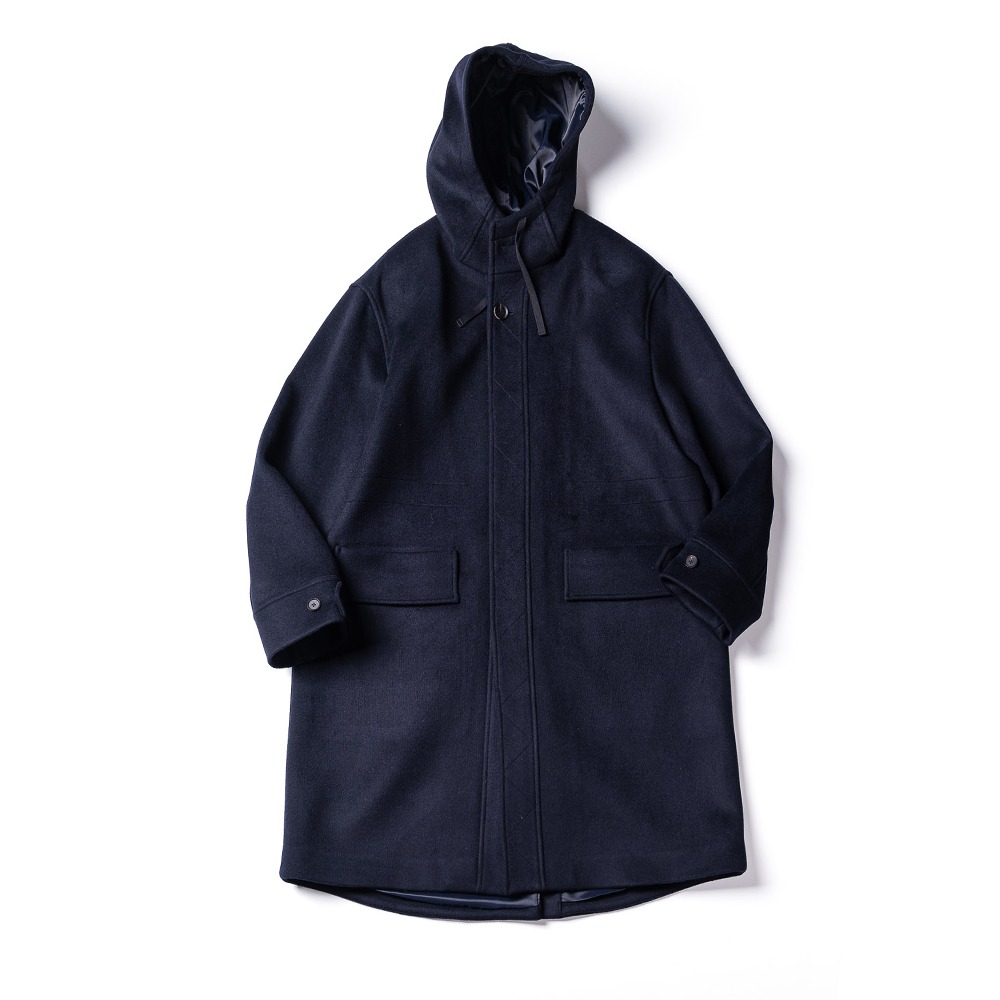 [Ourselves]  Wool Cash Explorer Hooded Coat Dark Navy