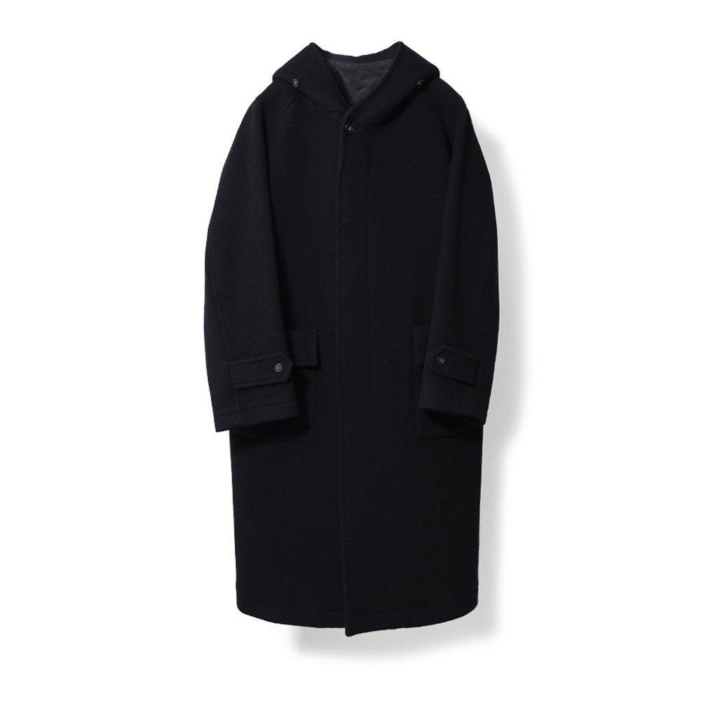 [Horlisun]  22FW Longgrove Wool Hood Coat Dark Navy