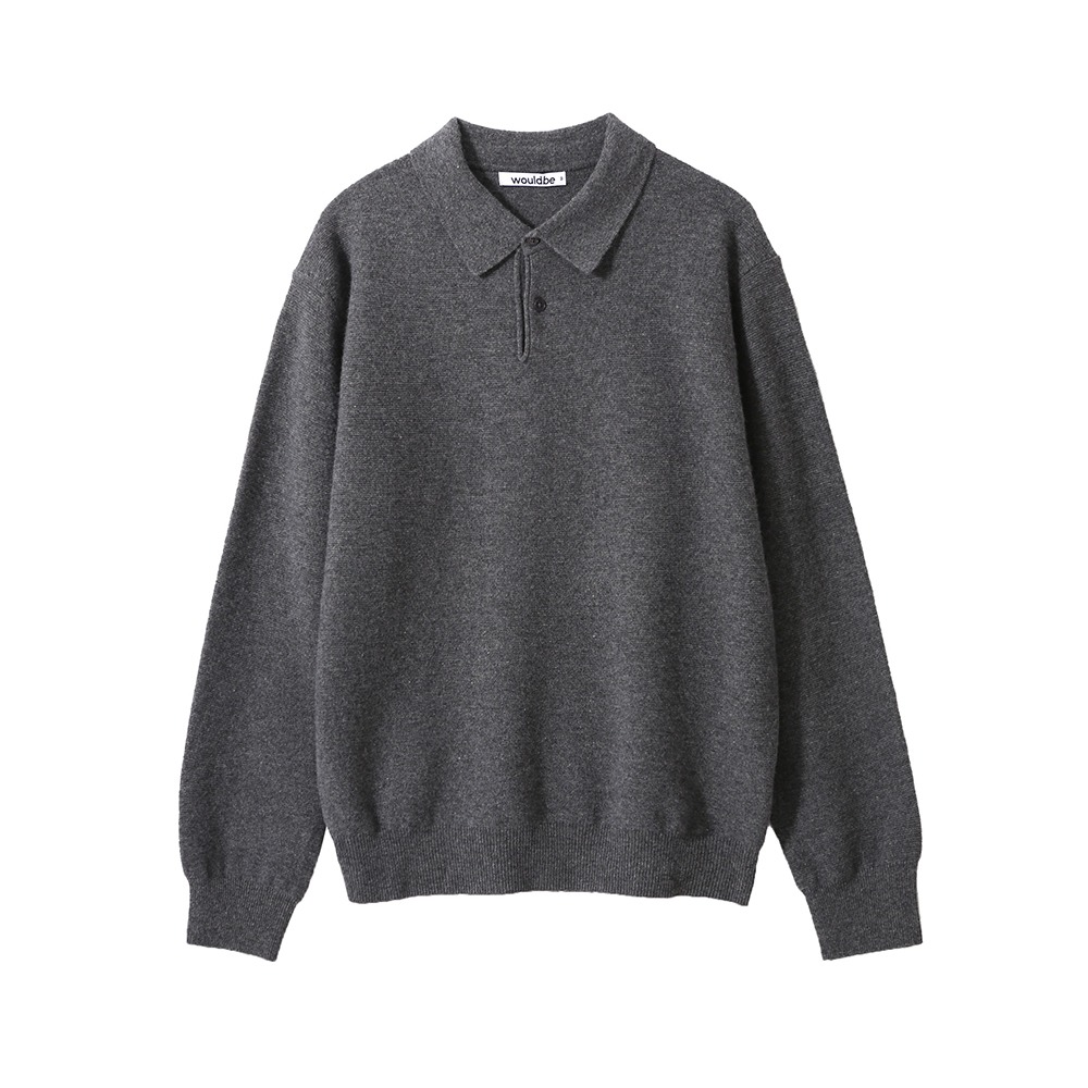 [Would Be]  Wool Cashmere Polo Knit Charcoal
