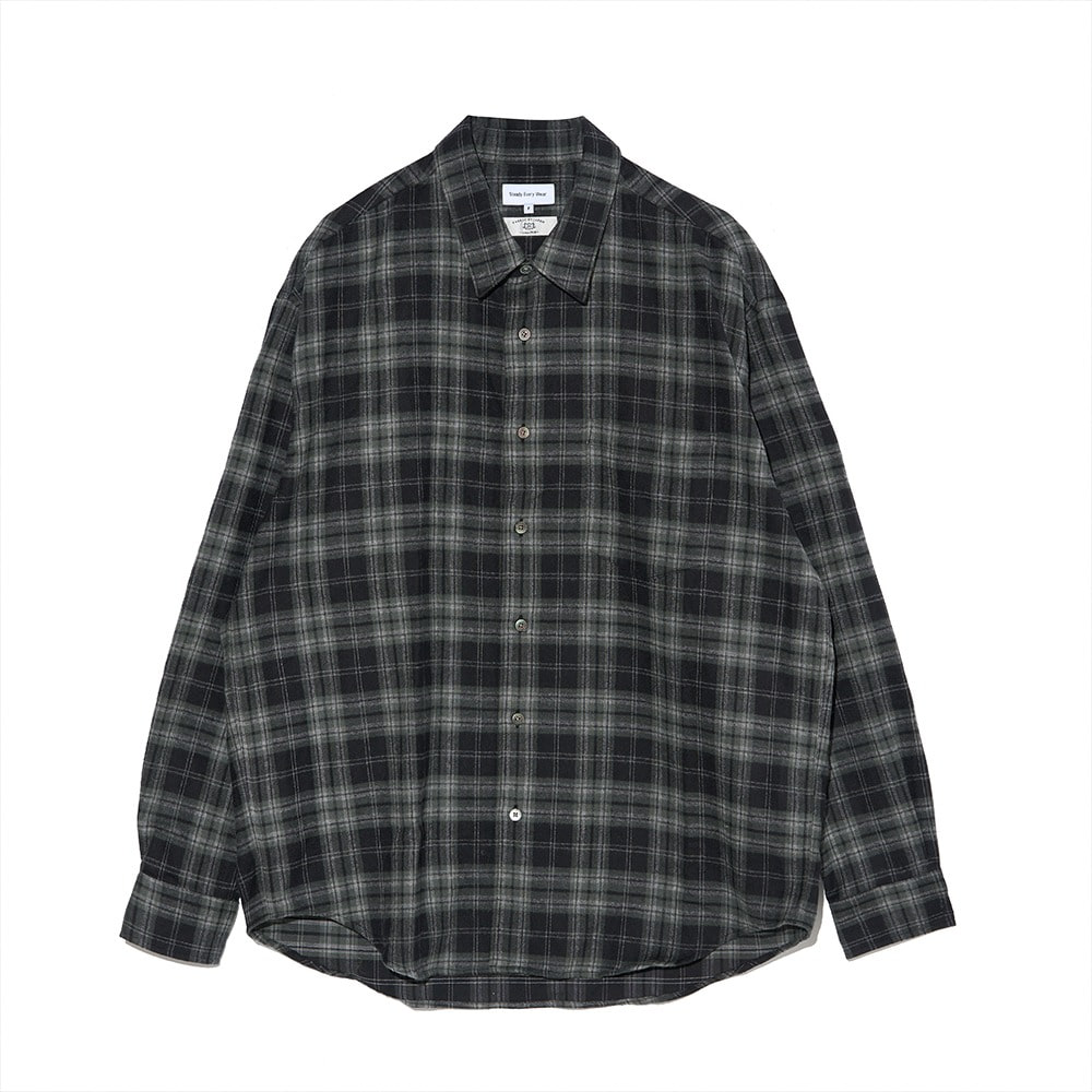 [Steady Every Wear]  Relaxed Flanned Check Shirts Black