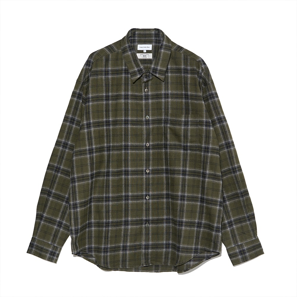 [Steady Every Wear]  Relaxed Flanned Check Shirts Khaki