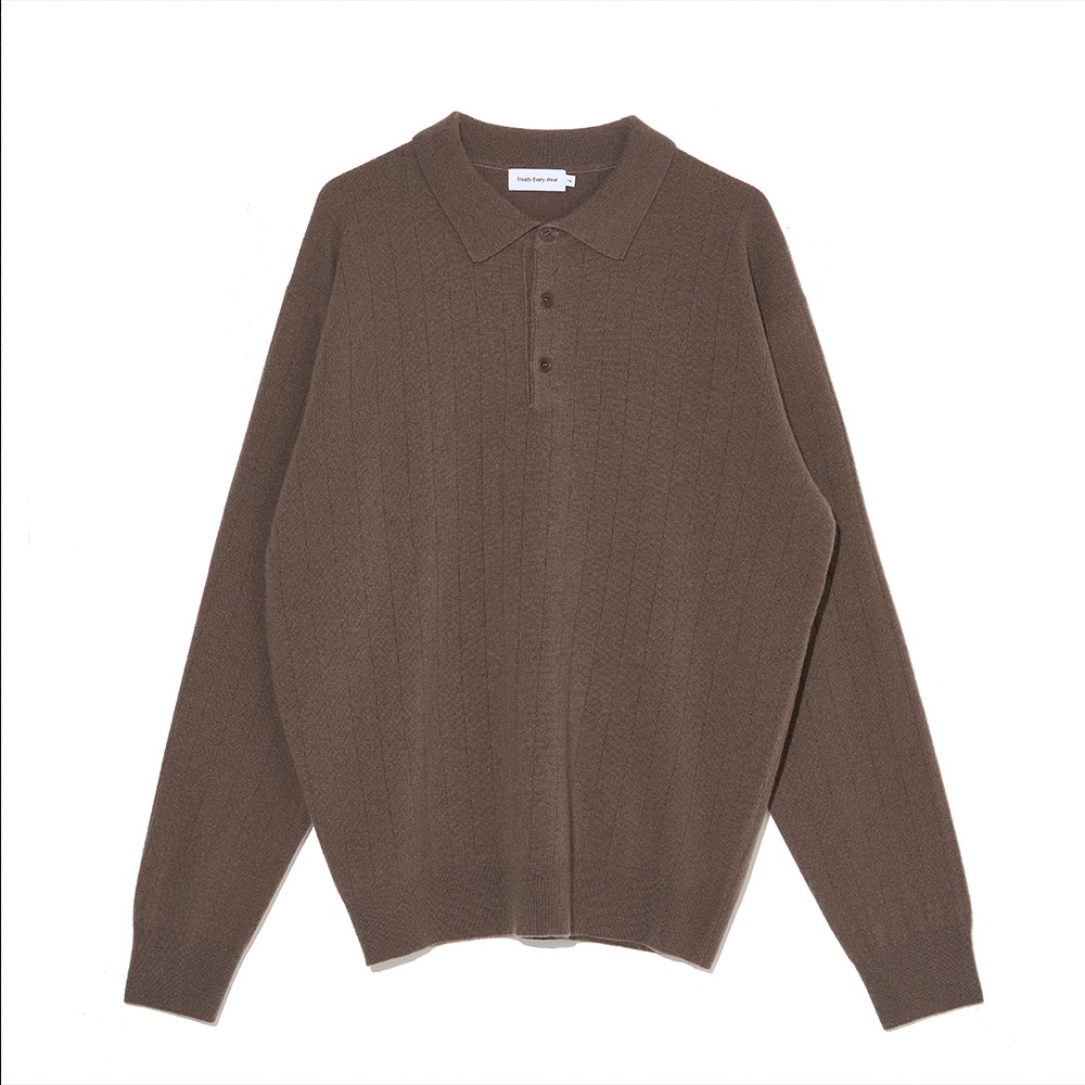 [Steady Every Wear]  Cozy WC Striped Collar Knit Cocoa