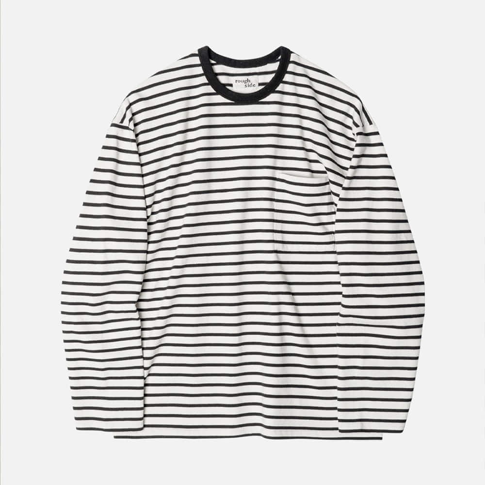 [Rough Side]  23SS Stripe Long Sleeve Reverse Black