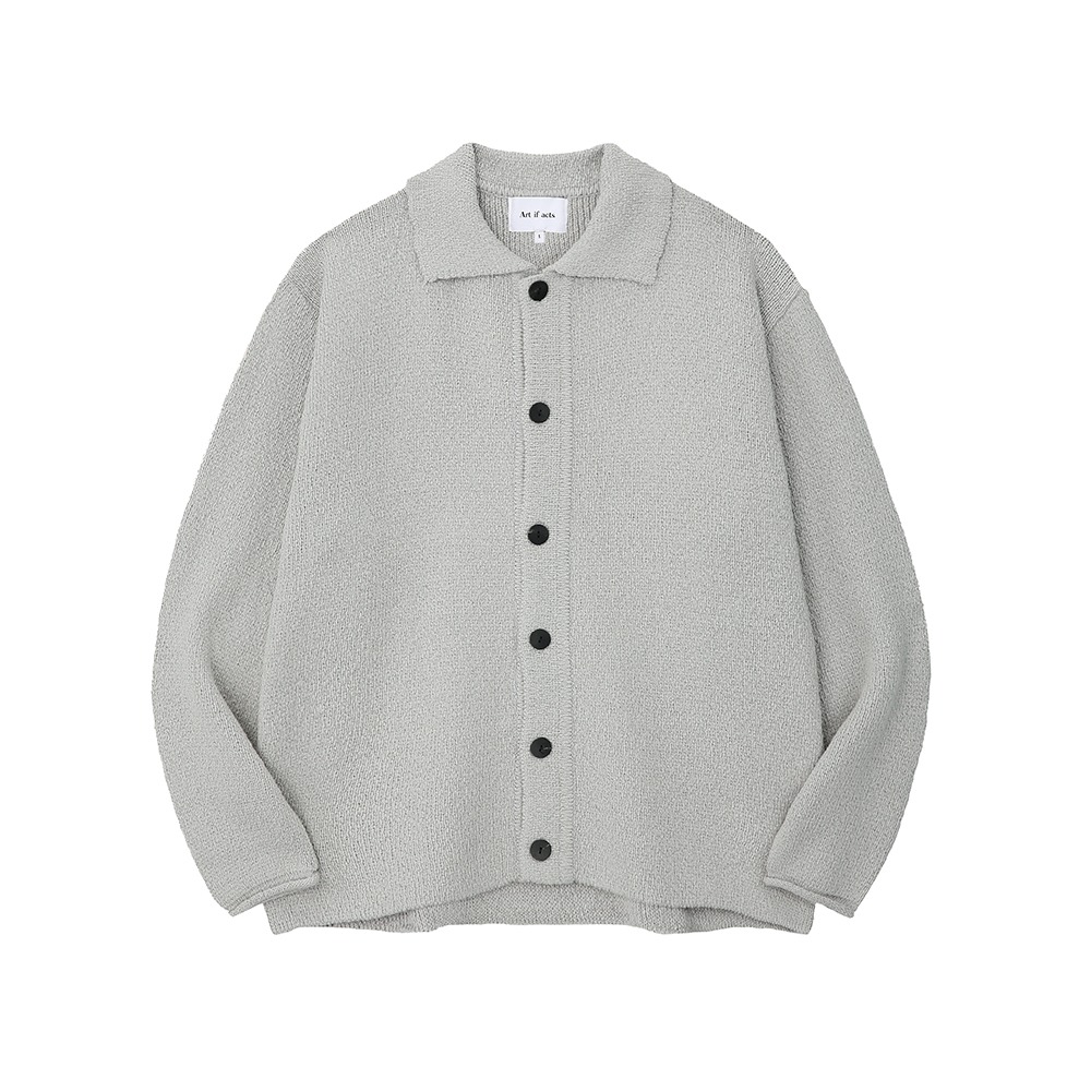 [Art if acts]  Dewdrop Boucle Knit Cardigan Light Grey