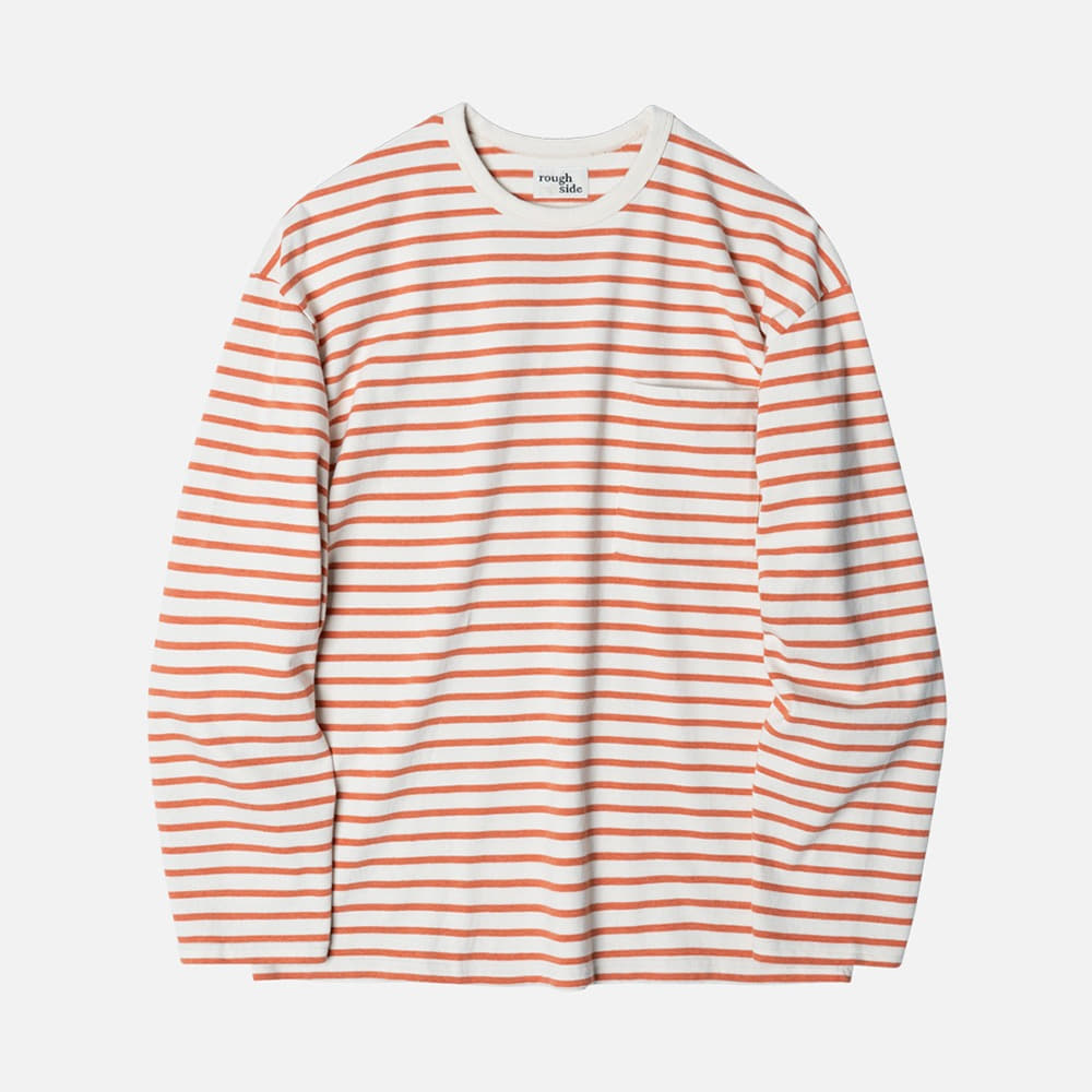 [Rough Side]  23SS Stripe Long Sleeve Reverse Coral