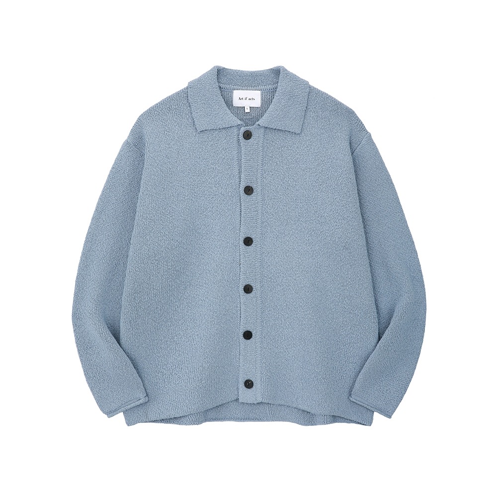 [Art if acts]  Dewdrop Boucle Knit Cardigan Pale Blue