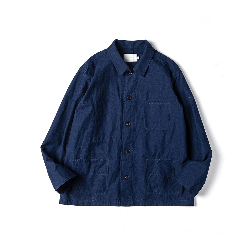 [Ourselves]  Nepped Back Twil Work Jacket Blue
