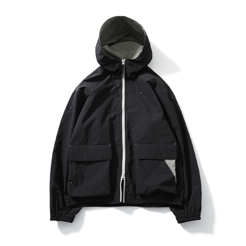 [Horlisun]  23SS Breeze Hood Zip Up Jacket Black
