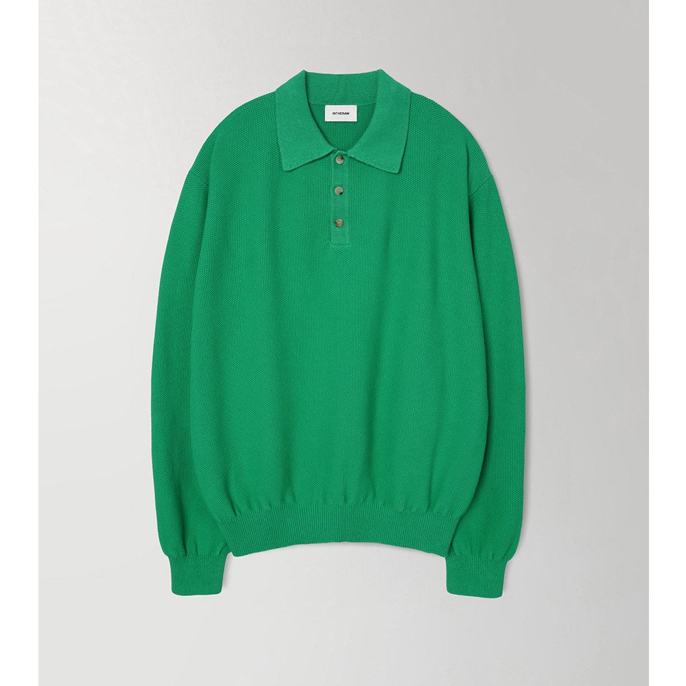 [INTHERAW]  Cotton Silk Knit Polo Vintage Green   회원 10% 할인 쿠폰 발행중 