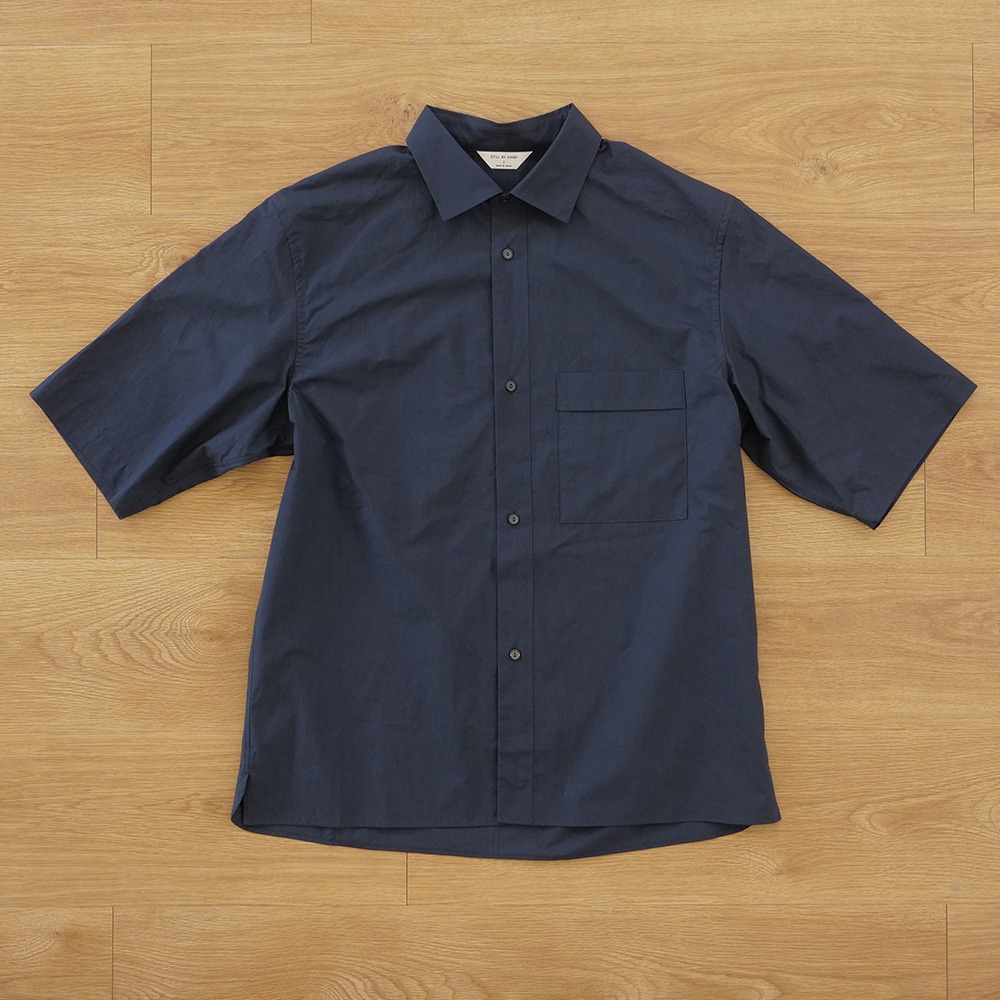 [Still By Hand]  SH05231OS C/Li Half Sleeve Shirt Navy