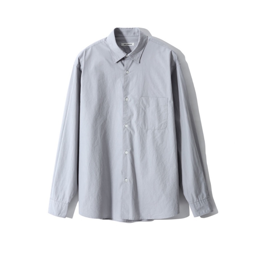 [Fall Break]  Plain Cotton Shirts Light Grey