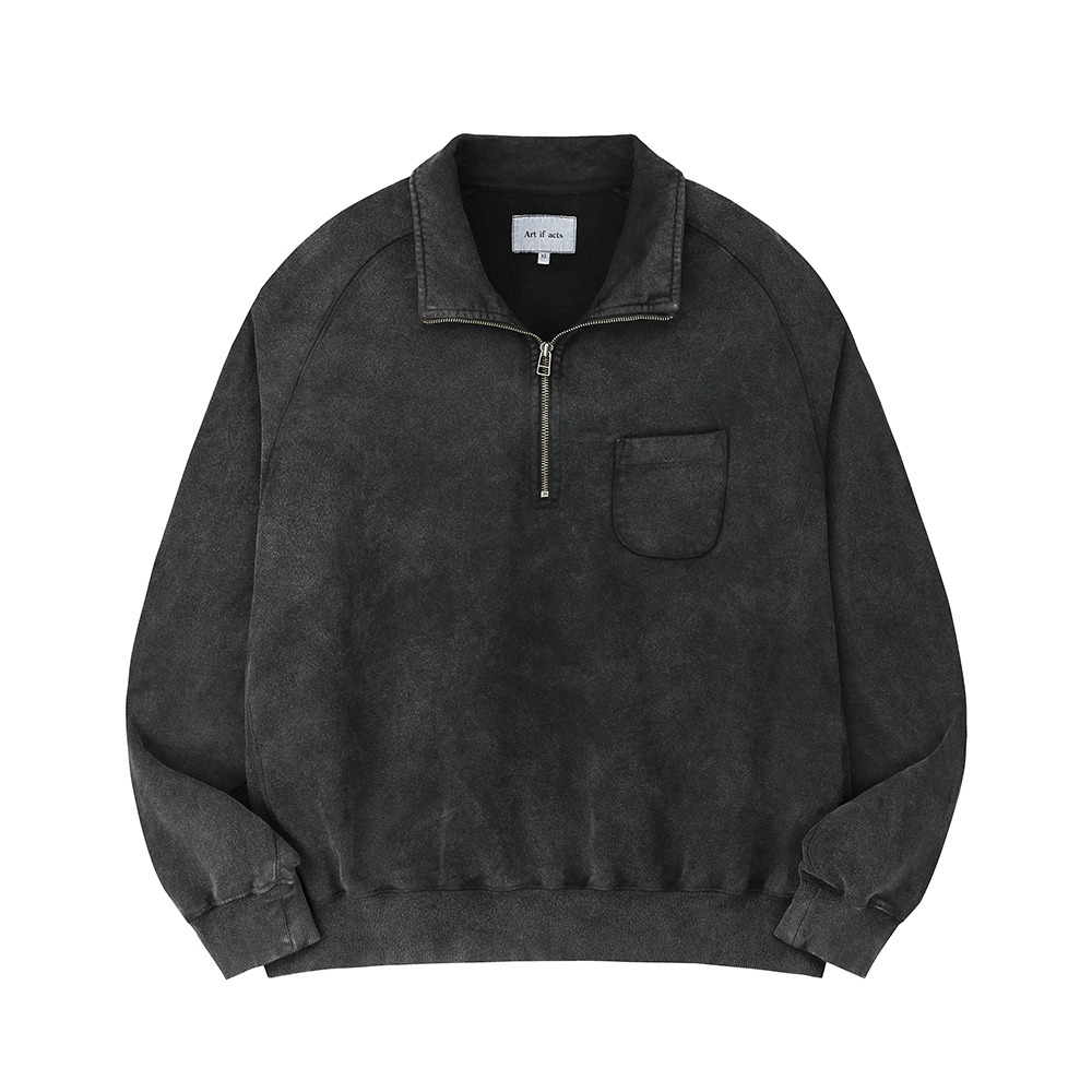 [Art if acts]  Garment Dyed Half Zip up Sweat Faded Charcoal