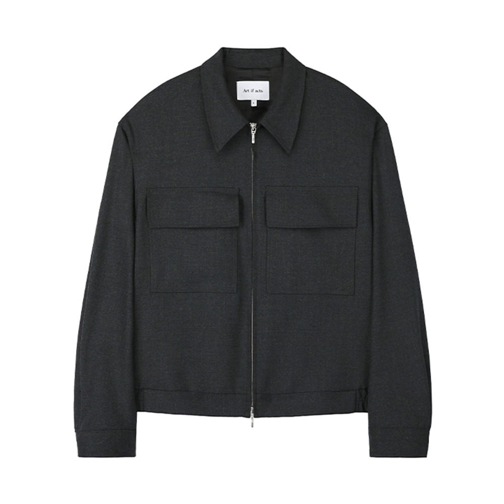 [Art if acts]  Contrast Wool Blouson Charcoal