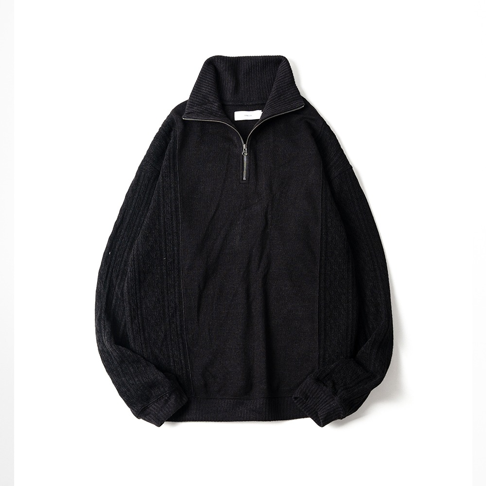 [Ourselves]  Zip Up Knit Black