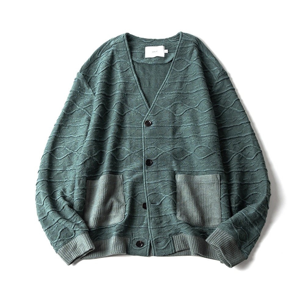 [Ourselves]  Fine Wool Patterned Cardigan Dusty Mint
