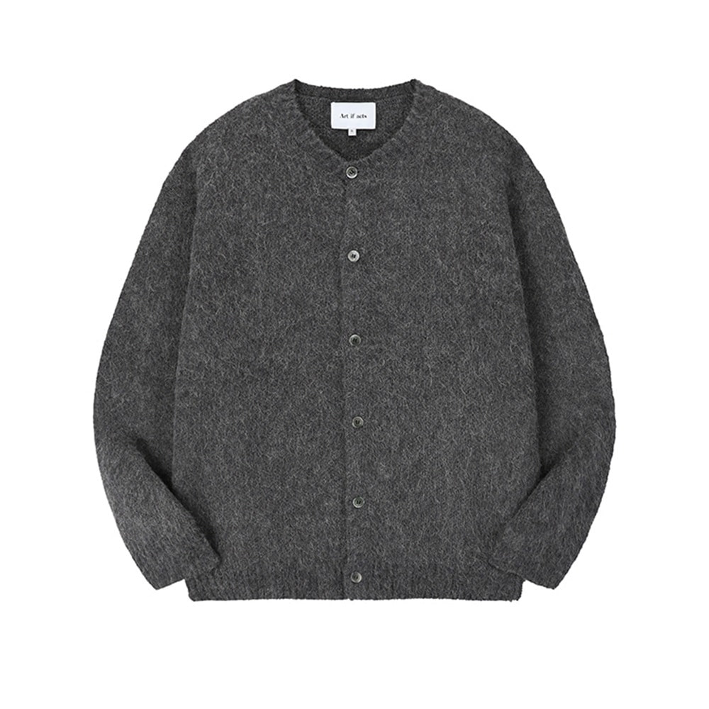 [Art if acts]  24SS Mohair Round Neck Cardigan Charcoal