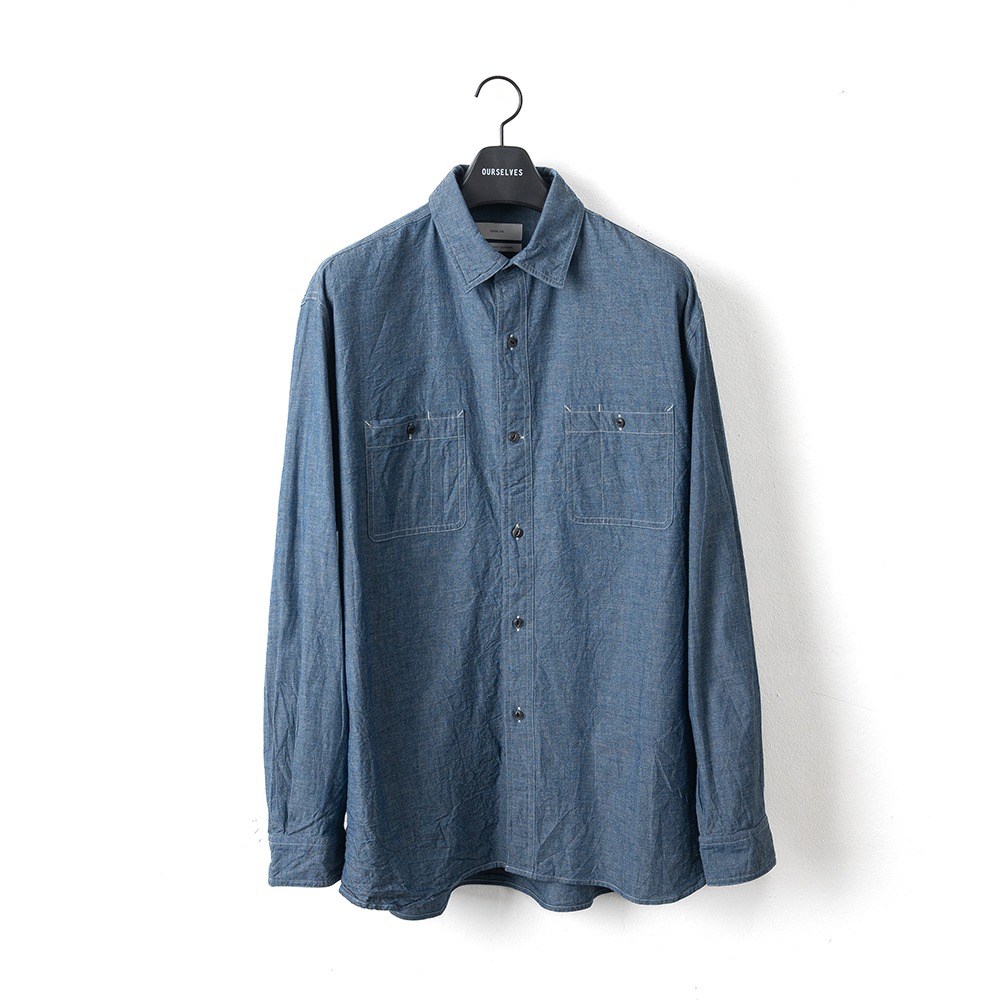[Ourselves]  24SS Chambray Relaxed Work Shirts Indigo  