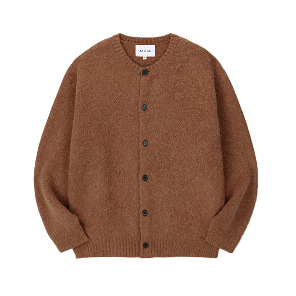 [Art if acts]  24SS Mohair Round Neck Cardigan Brick
