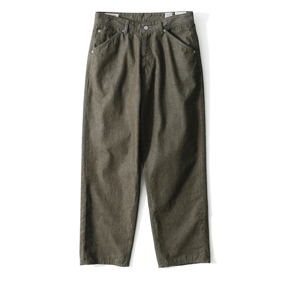 [Horlisun]  24SS Blueborn Wide Tapered Color Denim Pants Olive