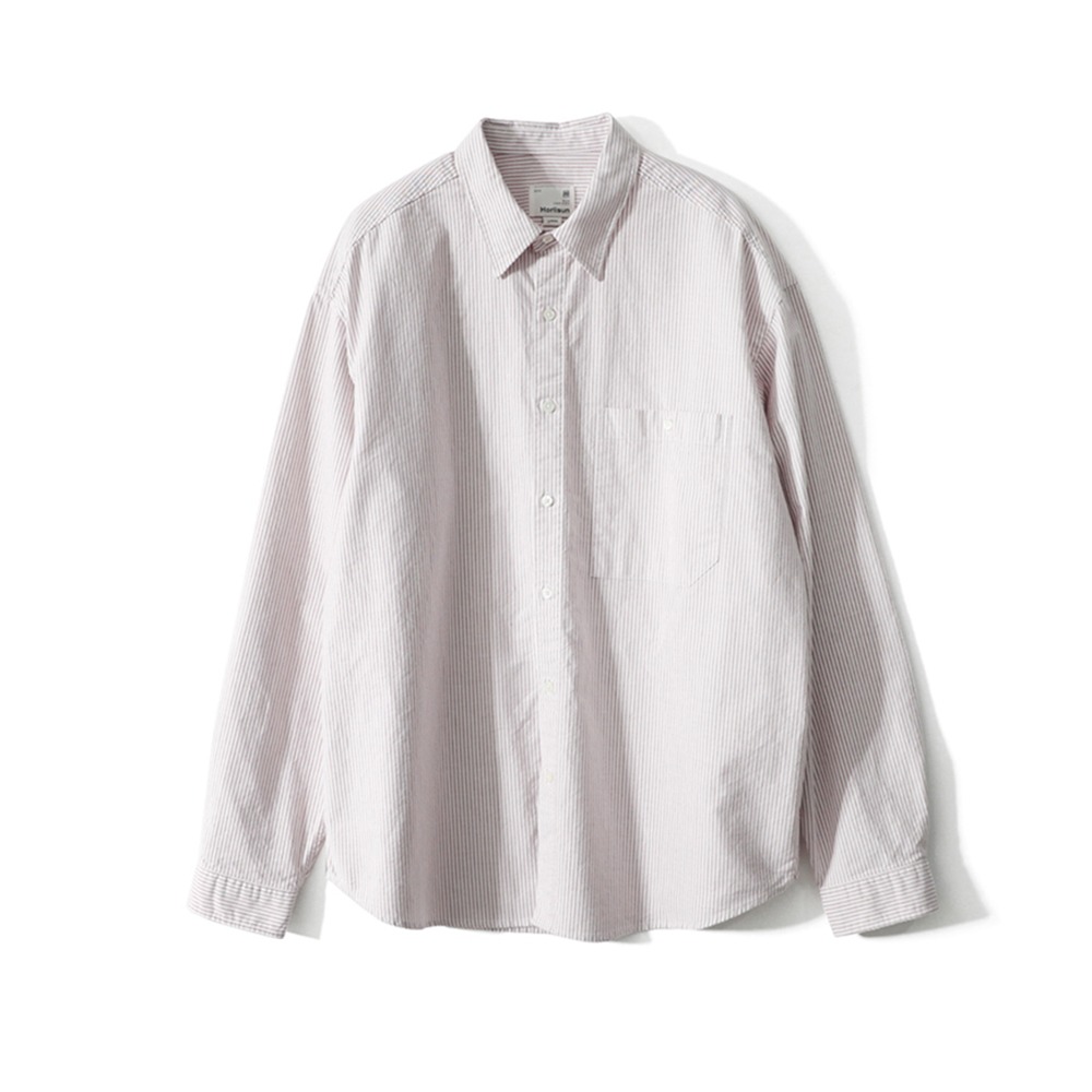 [Horlisun]  24SS Jane Oxford Stripe Shirt Burgundy
