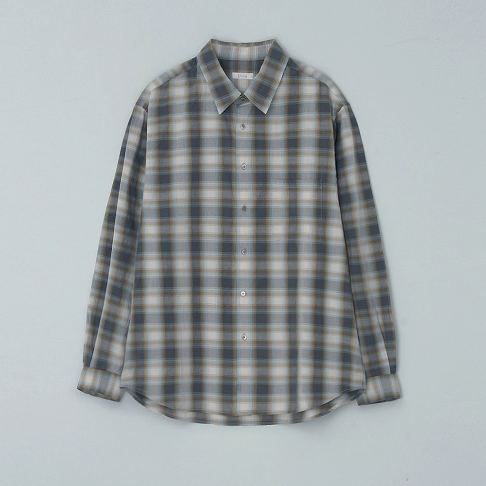 [Stillness]   24SS Ombre Check Shirts Gray