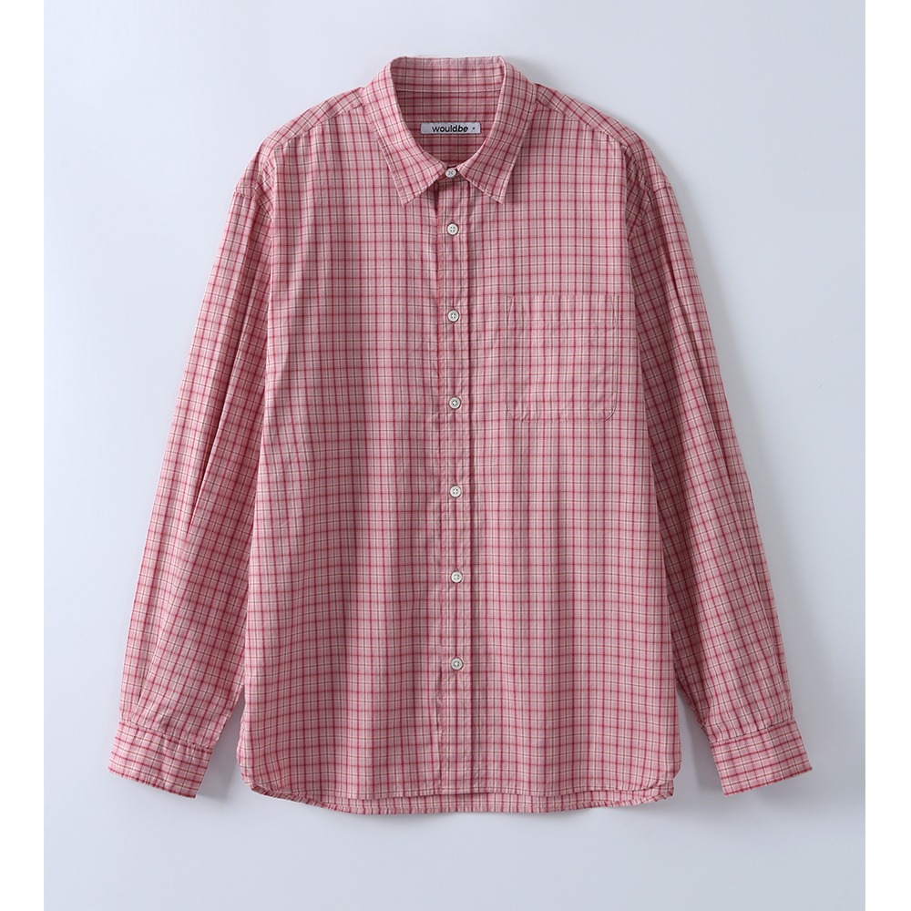 [Would Be]  Relaxed Check Shirts Pink