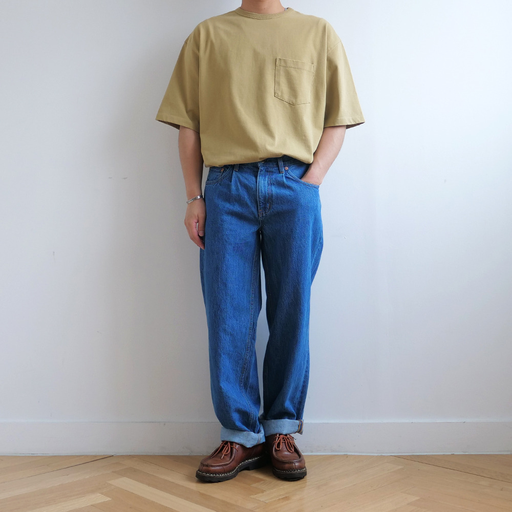 [Fall Break]  Pocket T-Shirts Mustard   [Exclusive Color]  