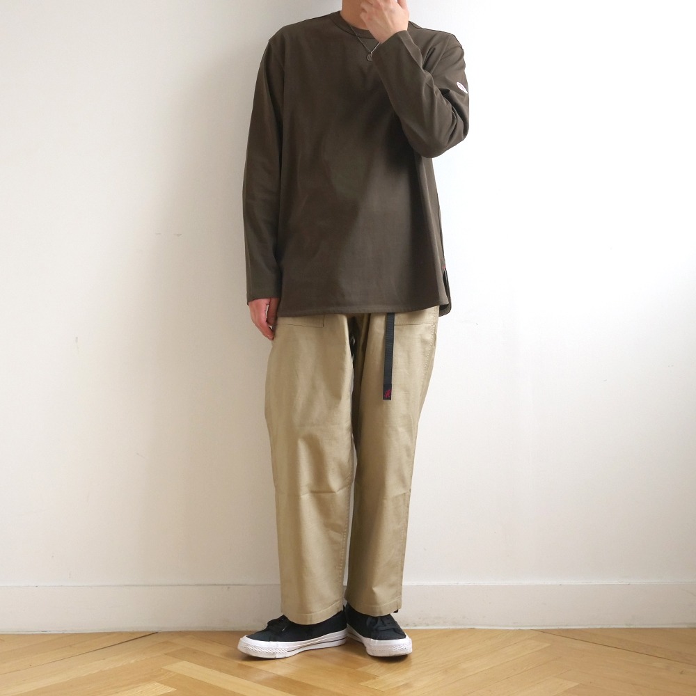 [Horlisun]  20FW Emery Long Sleeve Pocket Seasonal T-shirts Dark Khaki