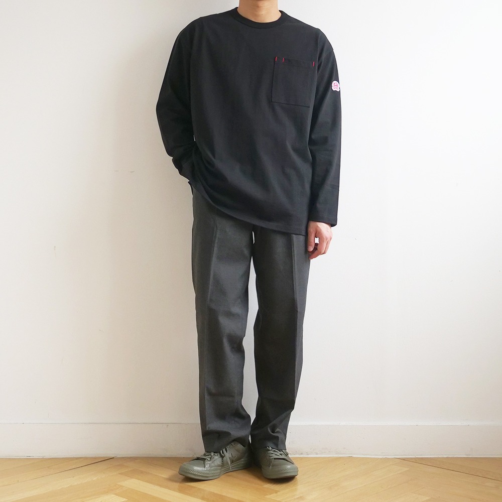 [Horlisun]  20FW Lawrence Overfit Long Sleeve Pocket T-shirts Black