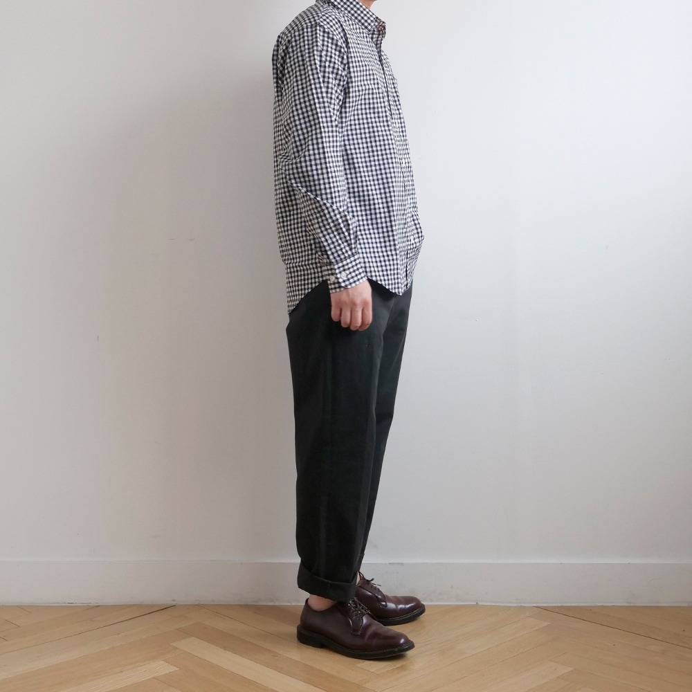 [Steady Every Wear]  Relaxed Gingham Check Shirts Black