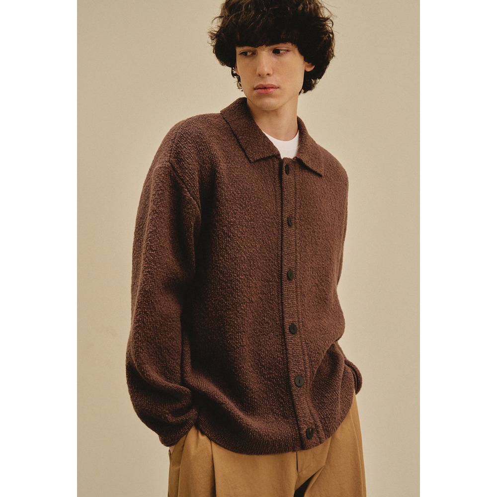 [Art if acts]  Dewdrop Boucle Knit Cardigan Brown  