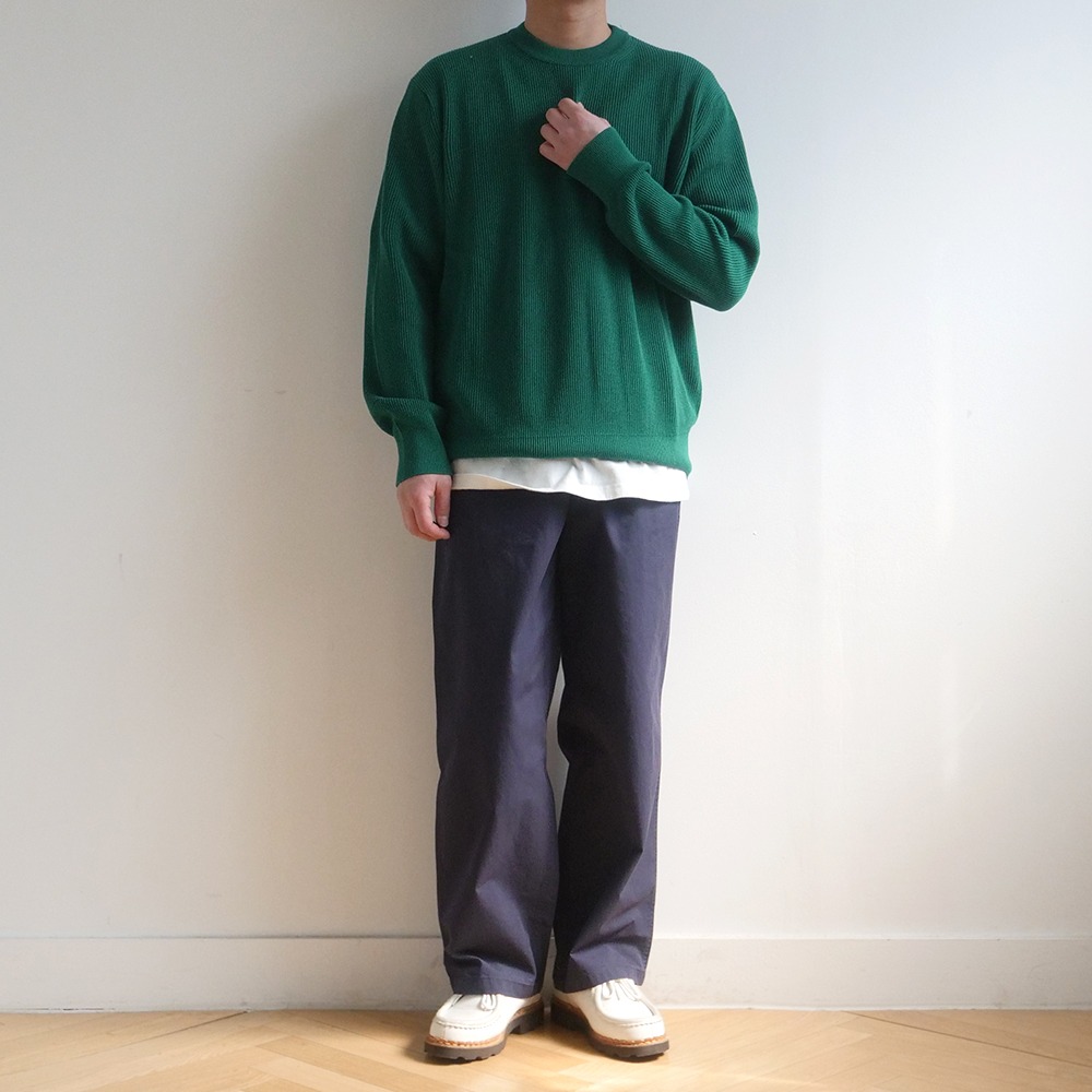 [INTHERAW]  Cotton Silk Knit Crewneck Forest Green    구매시 페브릭 스프레이 증정 