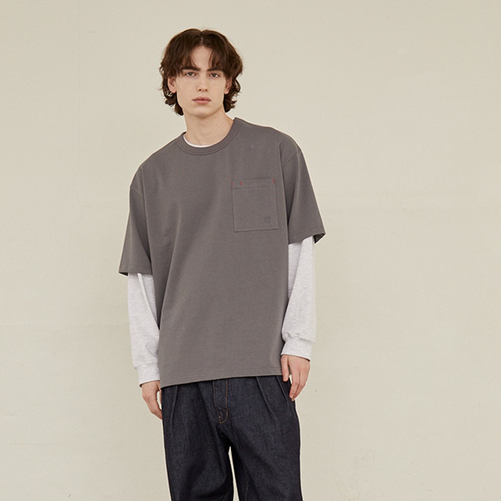 [Horlisun]  22SS Lawrence Short Sleeve Pocket T-shirt Charcoal
