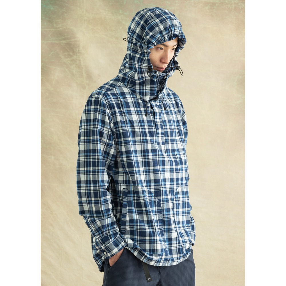 [Cayl]  Light Cotton Pullover Hoody Blue Check