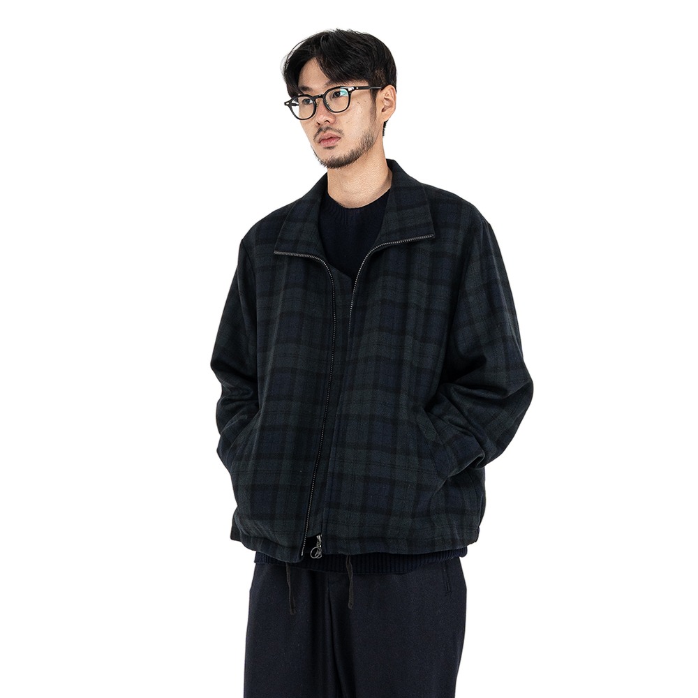 [Ourselves]  Fine Wool Relaxed Zip-Up Blouson Tartan Check
