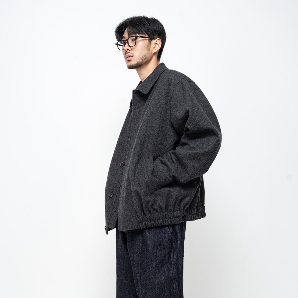 [Ourselves]  Melton Wool Relaxed Blouson Charcoal