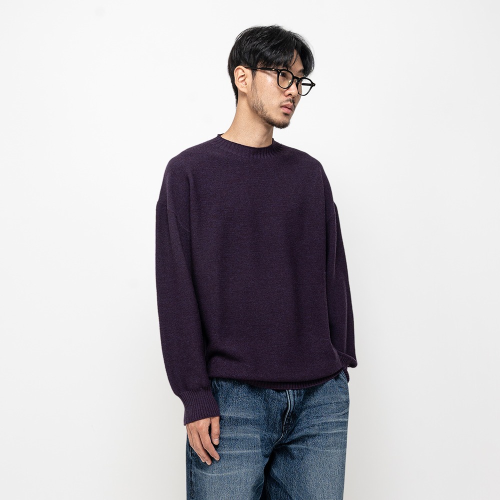 [Ourselves]  Extra Finewool Crewneck Knit Purple