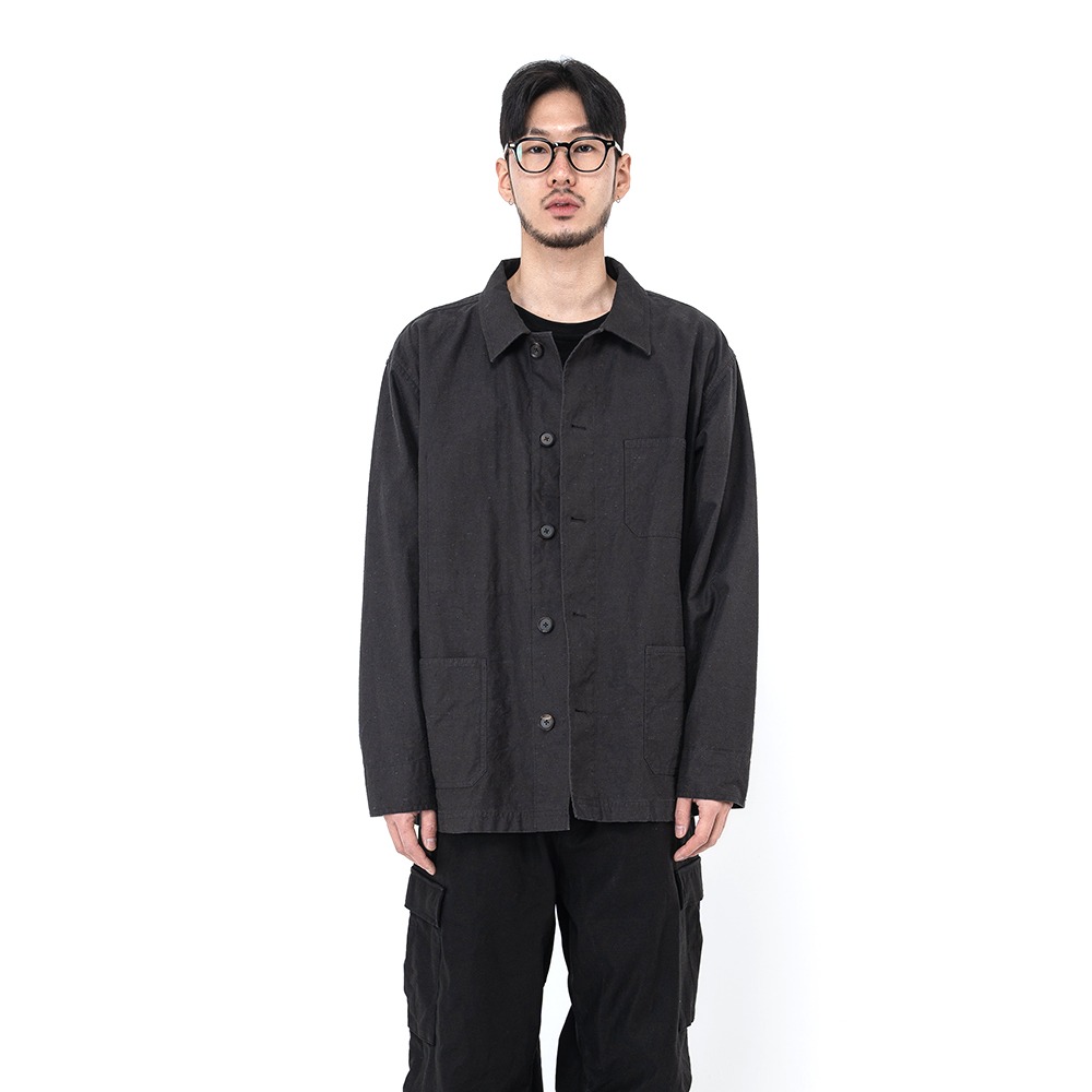 [Ourselves]  Nepped Back Twil Work Jacket Charcoal