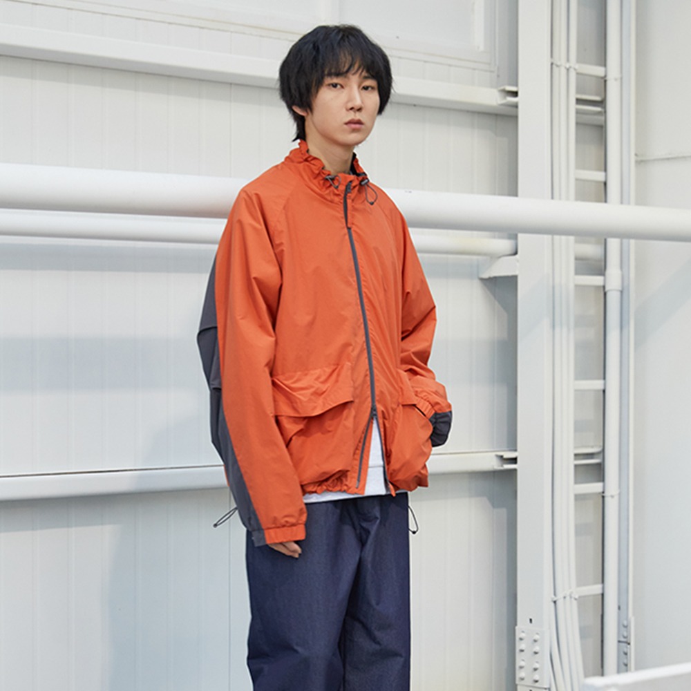 [Horlisun]  23SS Parker Color Block Jacket Orange
