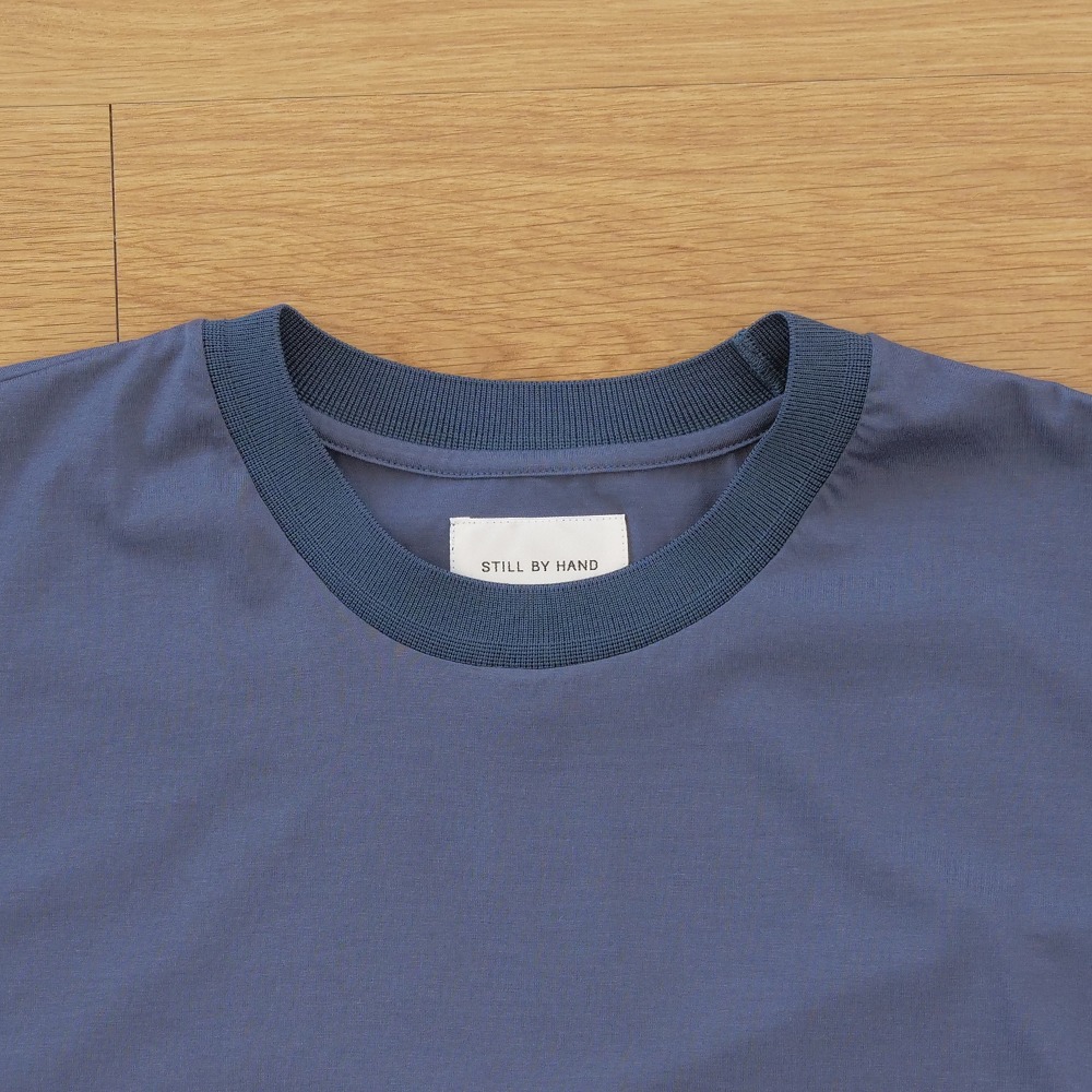 [Still By Hand]  CS01231OS  Knitted Rib T-Shirt Slate Blue