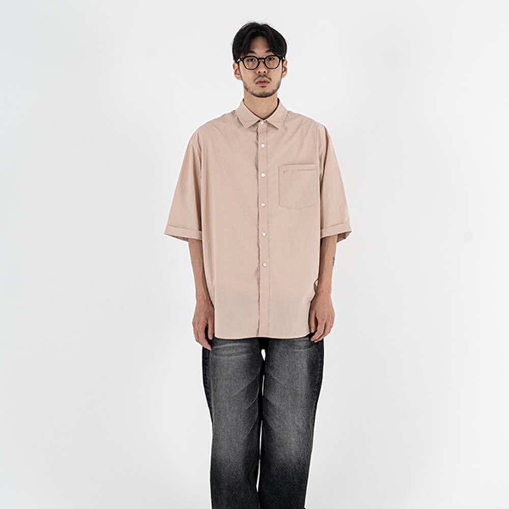 [Ourselves]  Typewriter Relaxed Half Shirts Dusty Pink