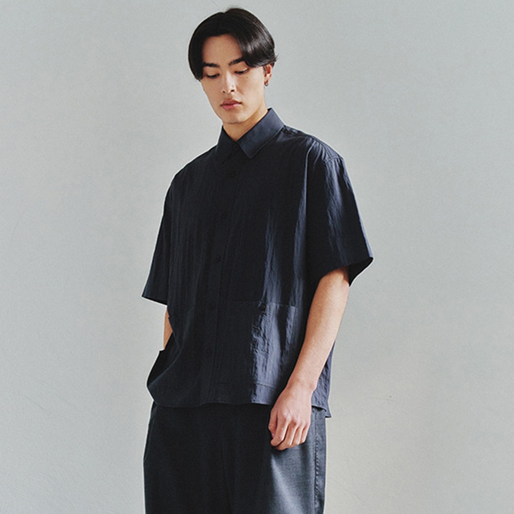 [Art if acts]  Two Pocket Half Shirt Charcoal