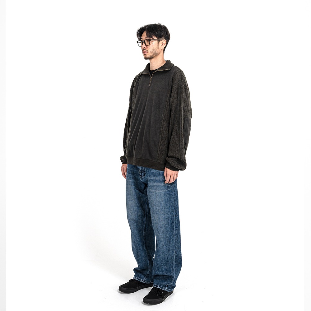 [Ourselves]  Zip Up Knit Olive