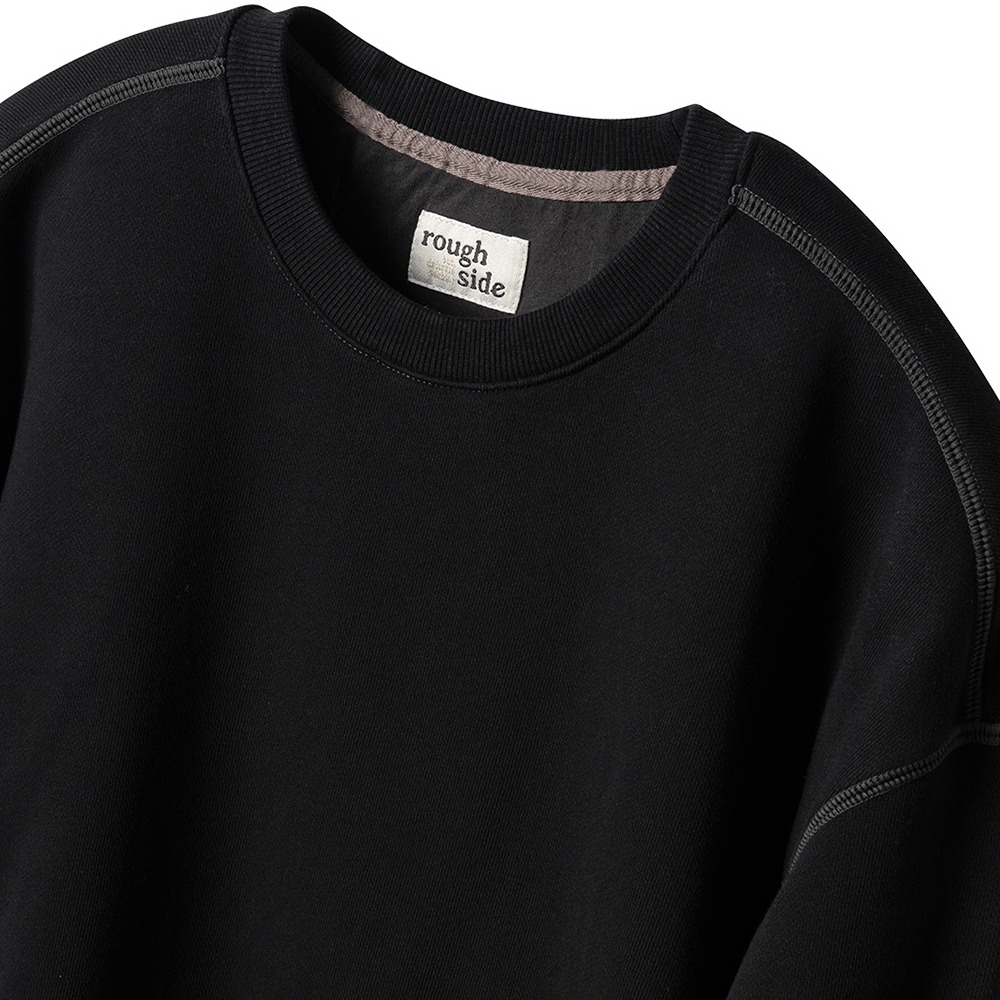 [Rough Side]  23FW Oversized Sweat Shirt Black
